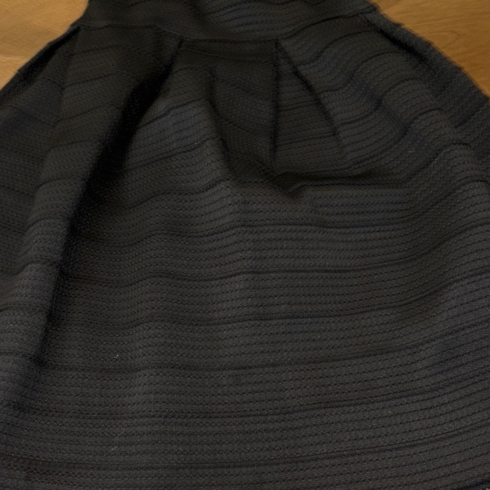 New York & Company Black Ribbed A-Line Midi Skirt